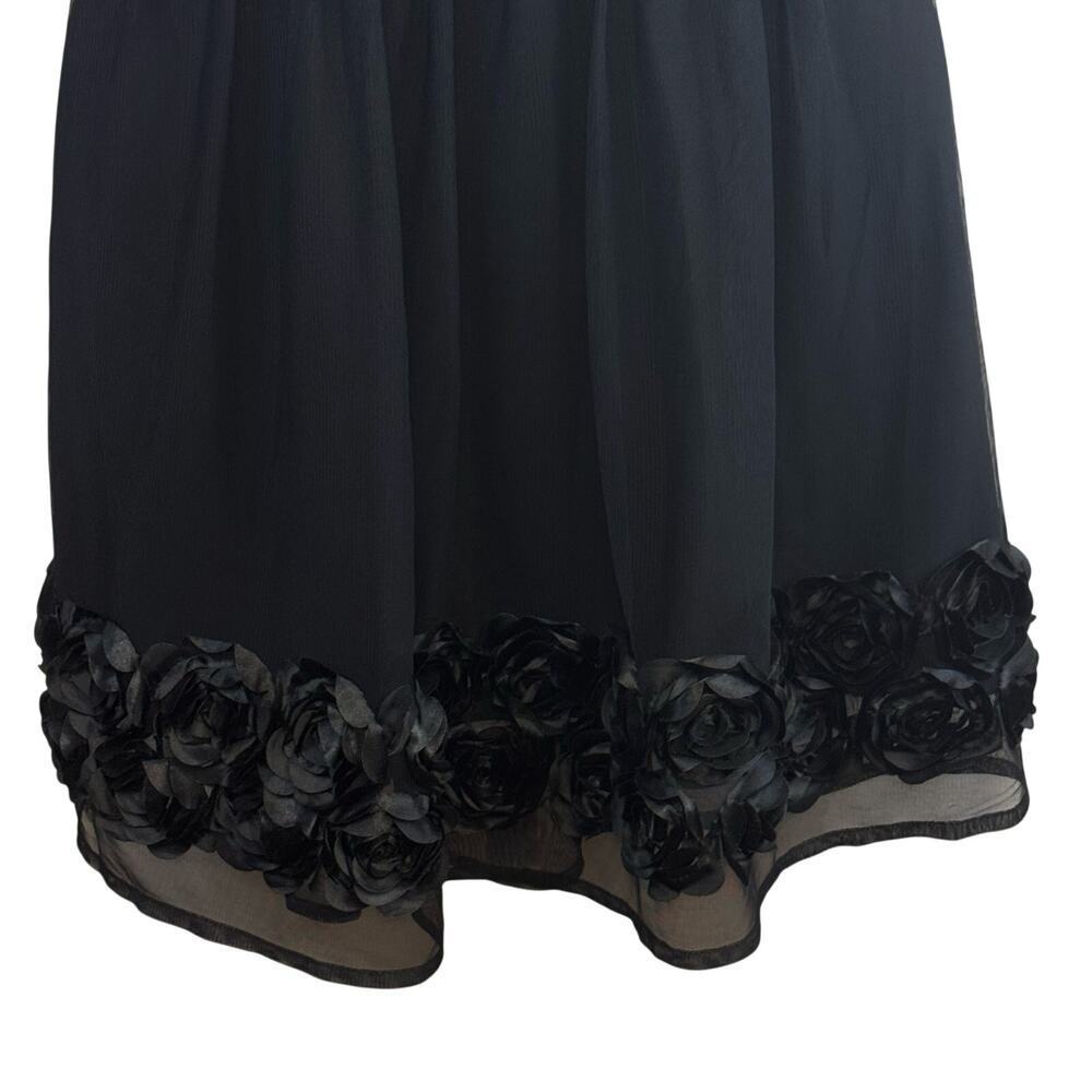 Trixxi Black Sweetheart Strapless Mini Dress Rosettes Hem Homecoming Party SZ L - Picture 4 of 15